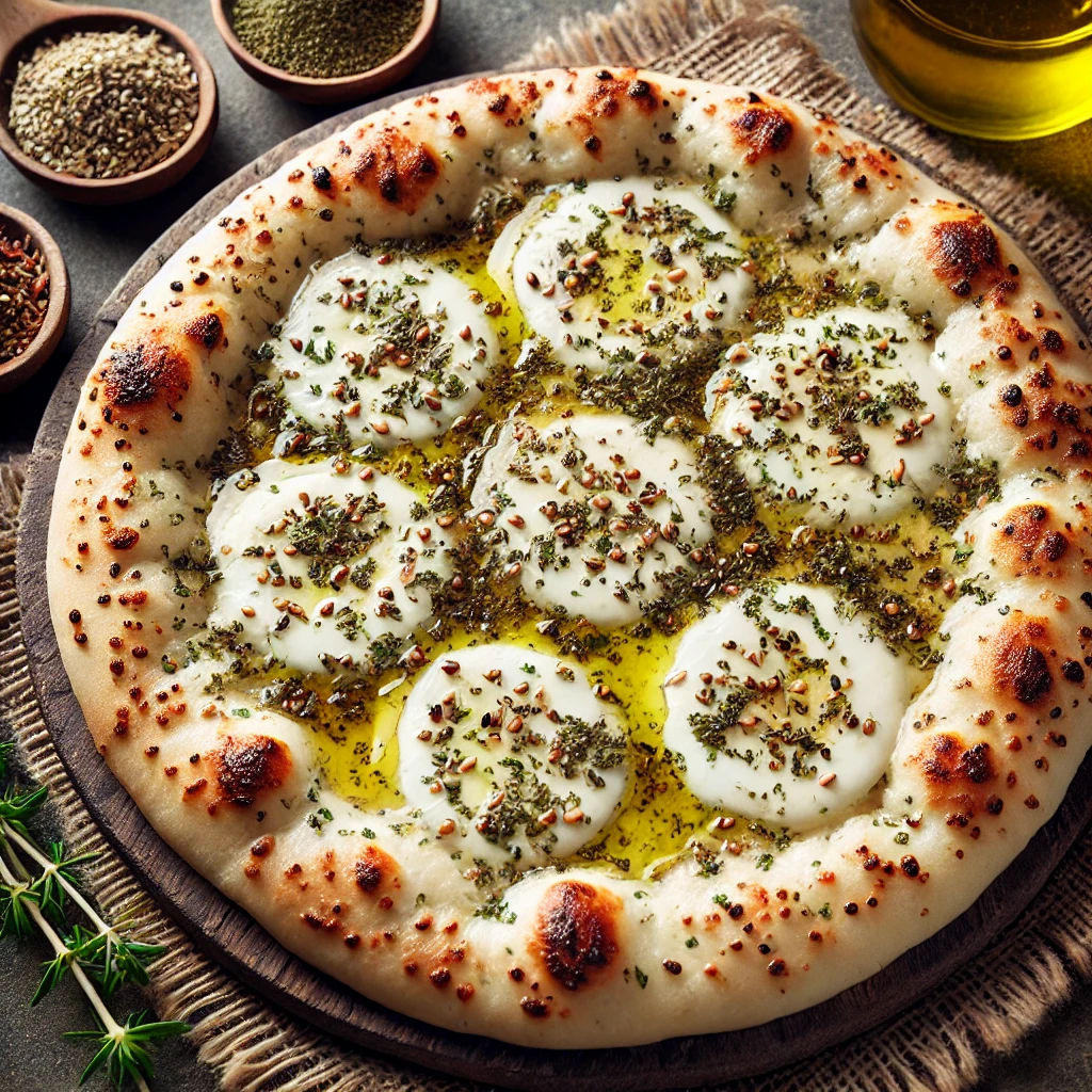 Mozzarella and Zaatar Manakish
