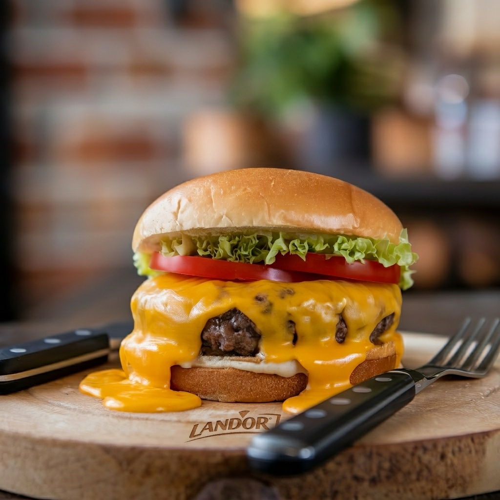 cheddar cheese sauce burger